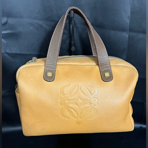 Loewe Anagram Leather Handbag w/ Brown Leather Straps - Vintage - Picture 1 of 16